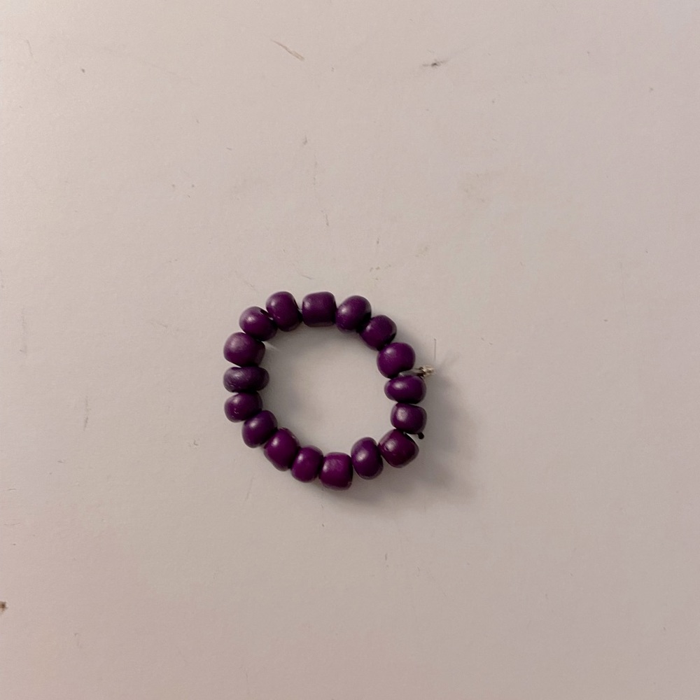 handmade beaded ring plain purple